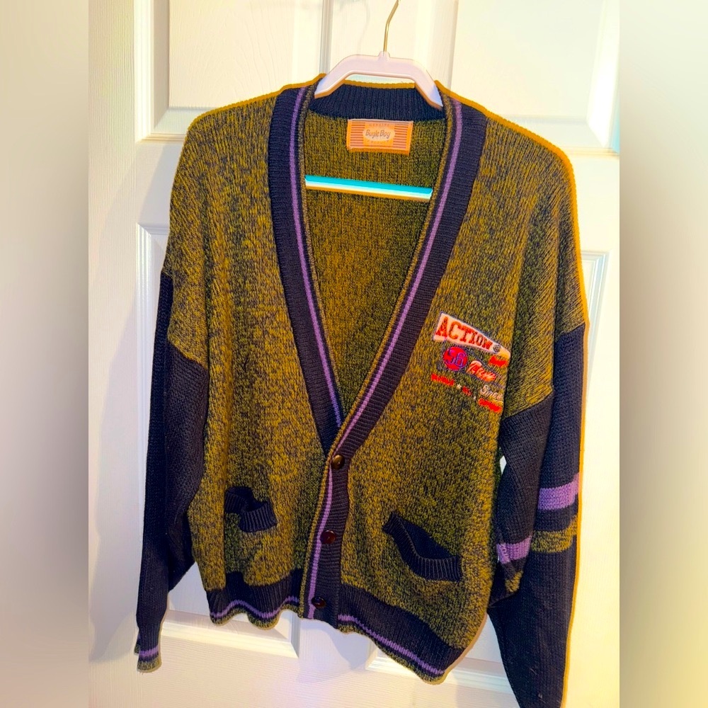 Vintage 1990’s Bugle Boy Multicolored Knit Cardigan - Unisex Size L